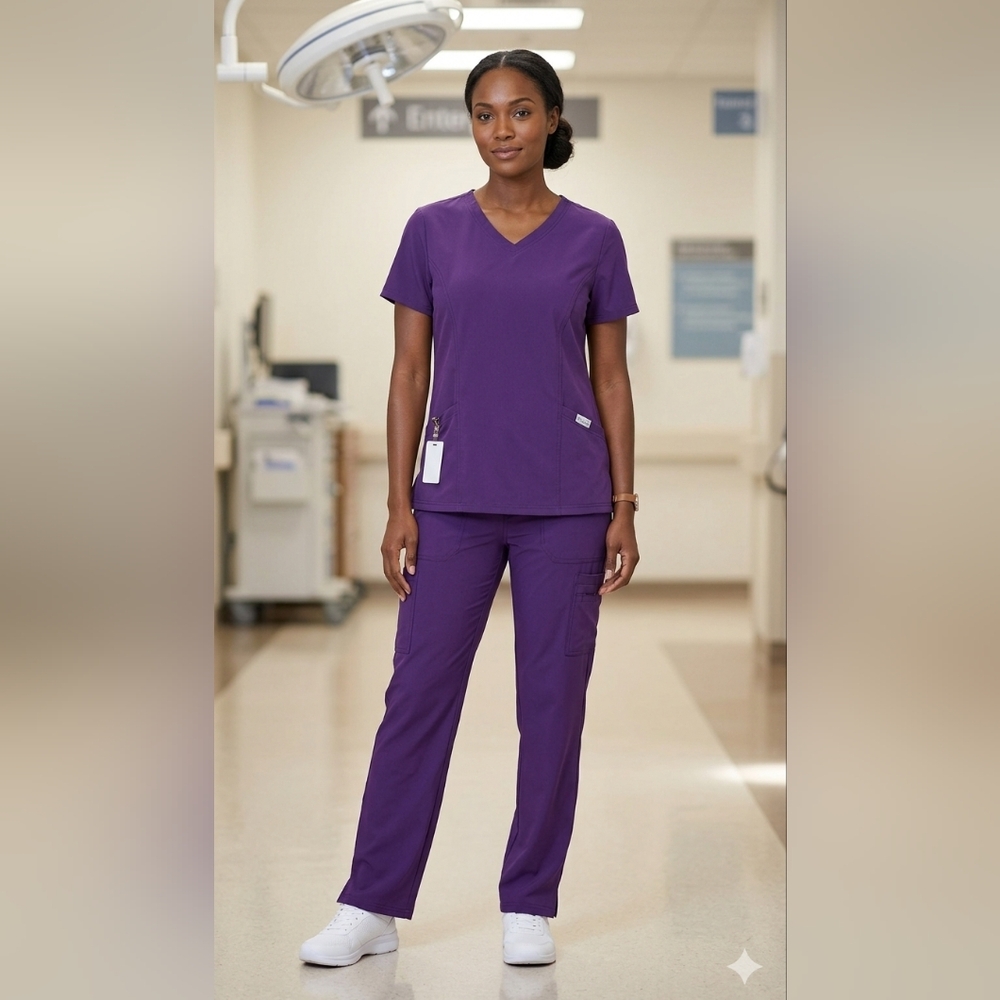 Willow Brook Women's Purple Scrub Set Size Large